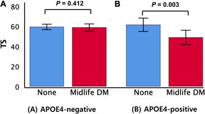 A combination of midlife diabetes mellitus and the apolipoprotein E ε4 allele increase risk for cognitive decline